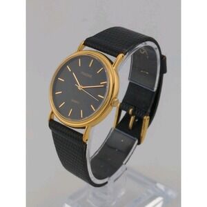 Vintage Black Dial 32mm‎ Pulsar Men's V515-6520 Dress Quartz Watch ~ New Battery